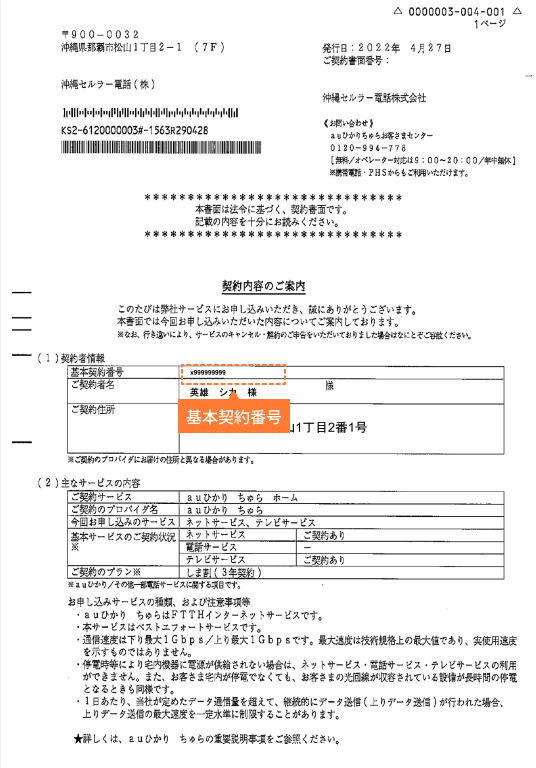 契約内容のイメージ
